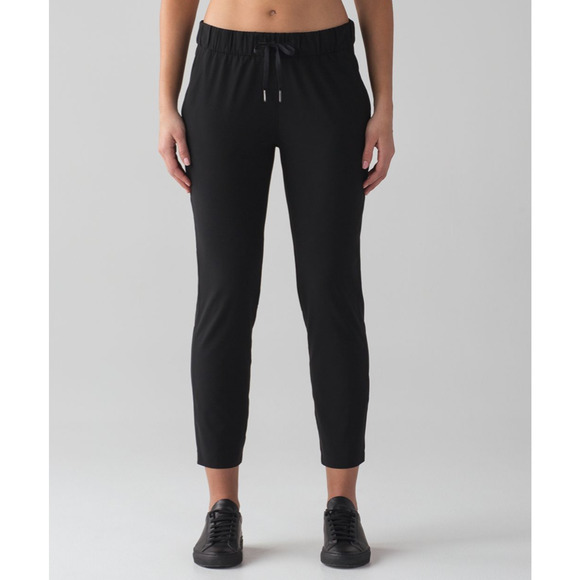 Lululemon On The Fly Jogger Pants Black Size 2 Drawstring Logo - Picture 2 of 7